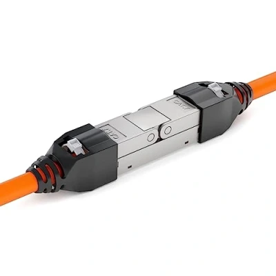 Immagine di hb digital Cat7, 1 connettore di rete LSA senza attrezzi, con protezione antipiega STP, adattatore e prolunga per cavo installazione LAN, Ethernet