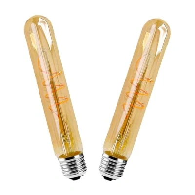 Immagine di ZRJIA Lampadina a filamento LED Vintage Lampada E27 T30 185mm 4W 400lm 2700K (bianco caldo) 360 230V AC Vetro, Nessun Nfarfallio, Non Dimmerabile 2 Pezzi