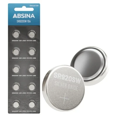 Immagine di ABSINA SR920SW batteria per orologio da 1,55 V, in ossido d&#039;argento, confezione 10 pezzi, a tenuta stagna e lunga durata, / LR921 371/370 LR69 AG6 SR 920 SW