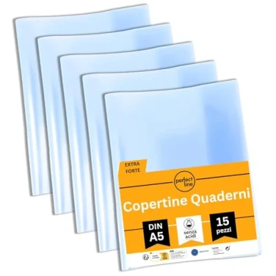 Immagine di perfect line 15 copertine DIN A5, vetro trasparente e extra resistente, copertina per quaderni trasparente, in polipropilene riciclabile, resistente ai documenti