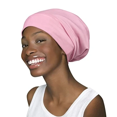 Immagine di Cuffia da notte foderata in raso, ideale come regalo per donne crespe, colore: rosa