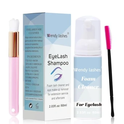 Immagine di Shampoo per Ciglia Extension Ciglia, 60ml Detergente Extension, Pulitore di Schiuma Con Pennello Morbido (Lash 60ml)