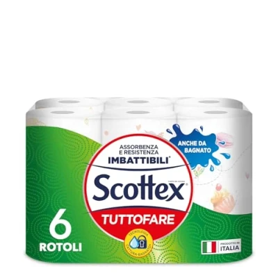 Immagine di Scottex Tutto Fare, Carta Da Cucina, Morbida e Resistente, Ultra assorbente, Con certificata FSC, 6 Maxi Rotoli
