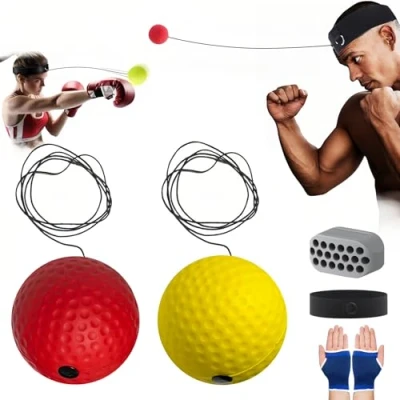 Immagine di HORREX Reflex Ball,Palla Riflessa da Boxe,Palla Boxe Riflessa,Set di Palline Boxe,Attrezzatura Palla Ideale per velocità Reazione e Coordinazione Occhio Mano