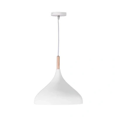 Immagine di BEL AIR HOME Lampada a sospensione Baviera 1xE 27 (lampadina non inclusa) Diametro 30 cm in metallo e legno, altezza regolabile (bianco)