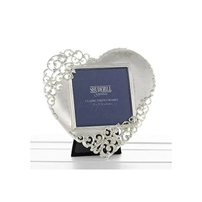 Immagine di Joe Davies Gifts and More 20233 Cornice portafoto a forma di cuore in pizzo, argento, per San Valentino, anniversario, 7,6 x cm