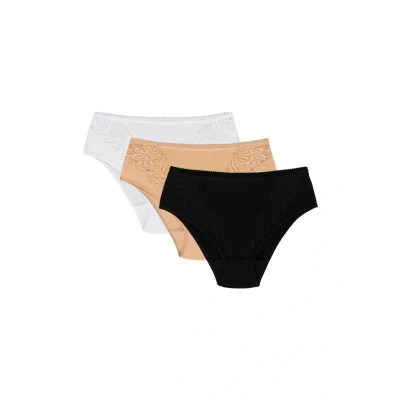 Immagine di Wolbar Mutandine per Donna 3 Pezzi WB51, Beige Bianco Nero,L