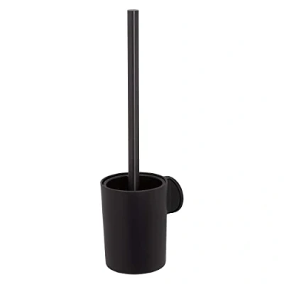 Immagine di Tiger Tune Scopino e Portascopino da WC, con un Retro Autoadesivo 3M Resistente, ABS, Acciaio (Inox Spazzolato), Nero, 9.6 x 38.2 12.1 cm