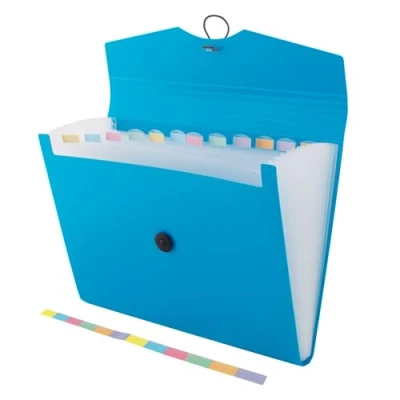 Immagine di D.RECT 5580 Cartella portadocumenti espandibile 12 scomparti, formato A4 Chiusura con cordino elastico Colore blu