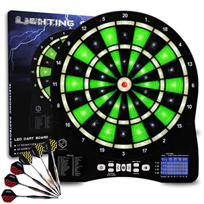Immagine di Turnart bersaglio elettronico per freccette, con quadrante illuminato a LED, 6 soft,elettronica (green)