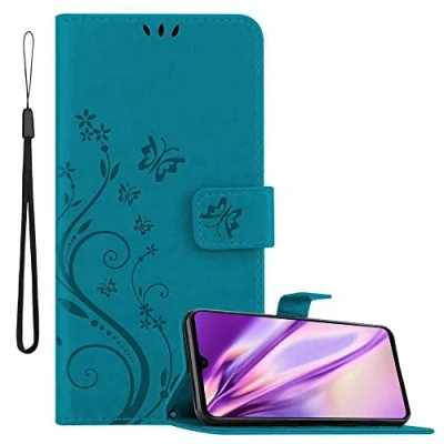 Immagine di Cadorabo Custodia Libro per Huawei MATE 20 in BLU Fiore Design di con Chiusura Magnetica, Funzione Stand e 3 Vani Carte Portafoglio Cover Case Wallet Book Etui Protezione