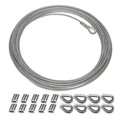 Immagine di BuxiuGK 10 Metri Cavo Acciaio Inox 2mm,Sospensione per Cavi in Inossidabile 304 con Maniche Crimpanti Alluminio e 8 Anelli Triangolari M2