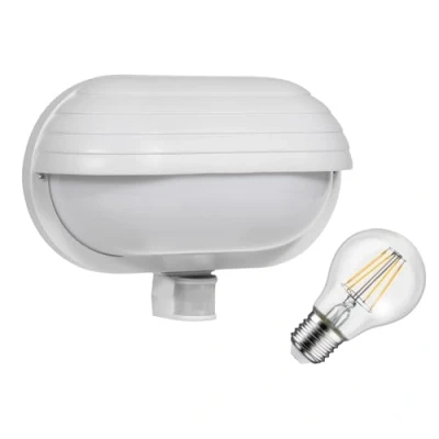 Immagine di Maclean MCE33 lampada da parete per esterni con lampadina a LED, sensore di movimento PIR 180 9m e crepuscolare, portalampada giardino E27 (bianco, + LED