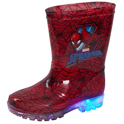Immagine di Marvel Spiderman Stivali di gomma da bambino, con luci lampeggianti, per pioggia e neve, Rosso (Rosso), 33 EU