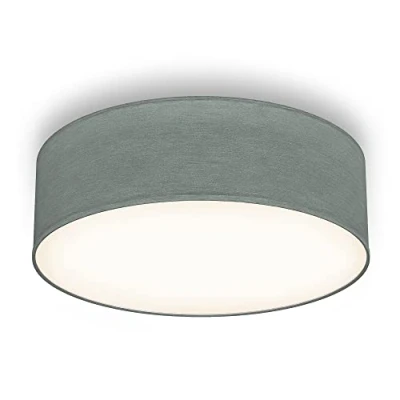 Immagine di B.K.Licht Plafoniera LED soffitto moderna in tessuto grigio, diametro 30cm, Lampadario Soffitto, Soggiorno camera da letto cucina bagno corridoio, per 2 lampadine E27 non incluse