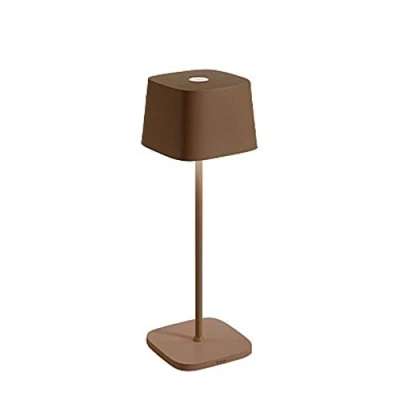 Immagine di Zafferano, Lampada Ofelia, da Tavolo Ricaricabile e Senza Fili con Controllo Touch, Utilizzabile anche come Esterni, Dimmer, 2200 3000 K, Altezza 29 cm, Colore Corten