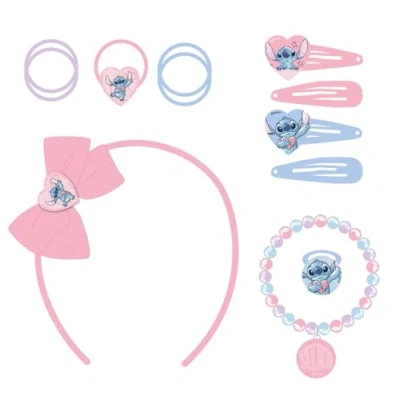 Immagine di Stitch, set di bellezza per bambini, multicolore, ideale sorprendere i tuoi include 5 elastici, 4 fermagli capelli, 1 bracciale e un anello Prodotto originale progettato in Spagna
