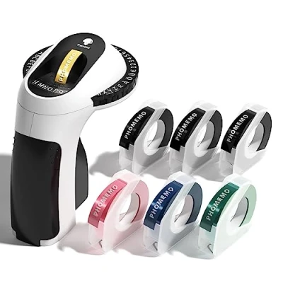 Immagine di Phomemo Etichettatrice a Rilievo E975, Etichette Adesive, Portatile 3D, Embossing Etichettatrici Nero con 6 Nastro Comoda per Utile Casa Ufficio Cucina