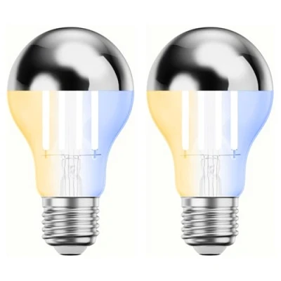 Immagine di ledscom.de 2 pezzi E27 lampadina LED, A60, bianco caldo freddo (2700 7000 K), 4,8 W, 486lm, Smart Home, WLAN, Alexa, specchio per la testa (argento)