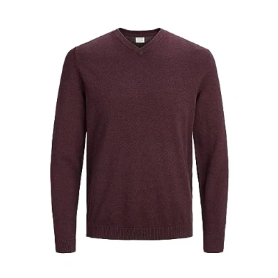 Immagine di Jack &amp; Jones Maglione da uomo con scollo a V, Rosso (Port Roeale), XS