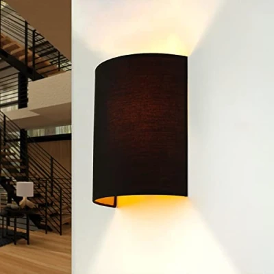 Immagine di Applique per interni ALICE stile moderno Design Loft in stoffa color nero con cavo altezza: 23 cm E27 soggiorno corridoio scale