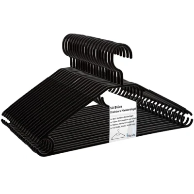 Immagine di Appendiabiti con ganci girevoli 2friends, nero, plastica, Made in EU, salvaspazio, materiale riciclato al 100%, 50 pezzi
