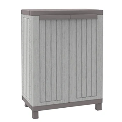 Immagine di Terry, C Wood 680, Armadietto da Interno Esterno a 2 Ante Effetto Legno, 1 Ripiano Regolabile. Materiale: Plastica, Dimensioni: 68 x 39 91.5 cm