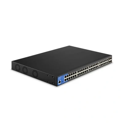 Immagine di Linksys LGS352MPC EU switch di rete Gigabit PoE+ a 48 porte, 740 W, 4 porte uplink 10G SFP+, smart gestito, sdoppiatore Ethernet con chassis in metallo, montaggio su parete o scrivania