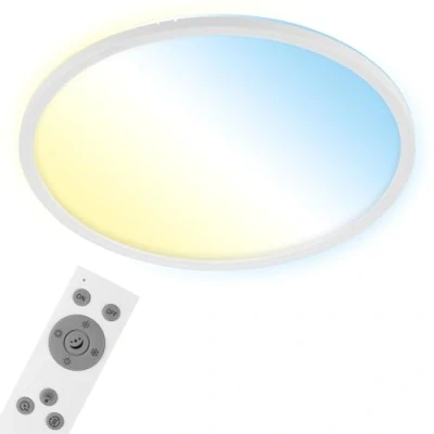 Immagine di Briloner lampada da soffitto Smart LED, soggiorno rotonda WiFi, controllo della temperatura del colore, dimmerabile con telecomando, vocale, bianco, Ø42 cm