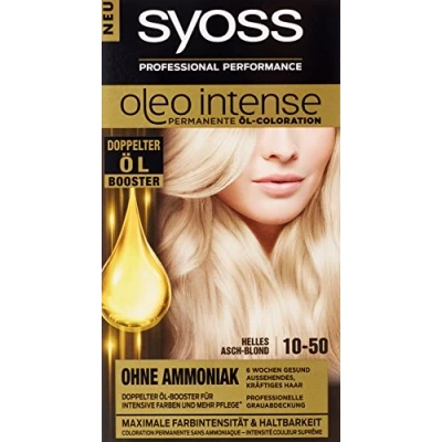 Immagine di Syoss Oleo Intense Colore per capelli, 10 50, biondo cenere chiaro, confezione da 3 (3 x 115 ml)