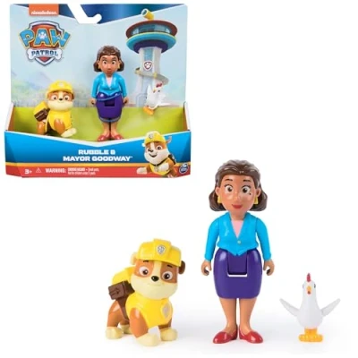 Immagine di Paw Patrol, Set personaggi di Rubble e sindaco Goodway Chickaletta, giocattoli per bambini bambine da 3 anni in su