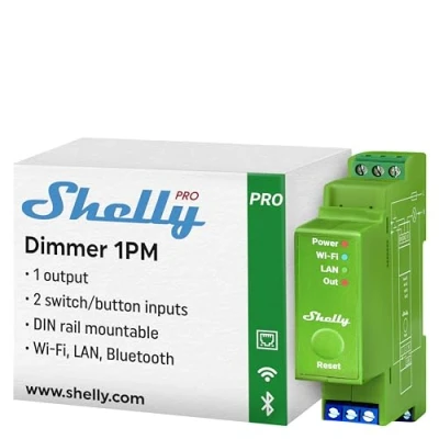 Immagine di Shelly Pro Dimmer 1PM Relè su guida DIN Bluetooth, Wi Fi