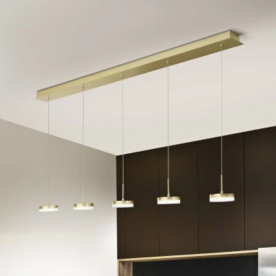 Immagine di Fabas Luce Lampada a sospensione LED Dunk, ottone, 5 luci, 3.000 K, metallo
