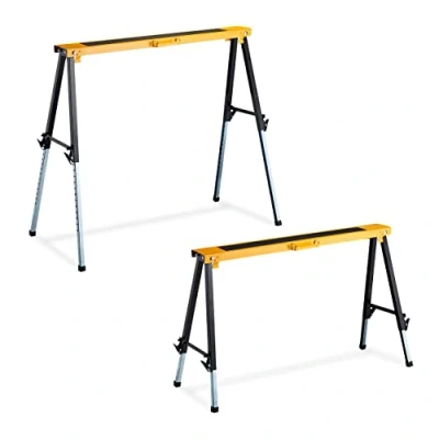 Immagine di Relaxdays Cavalletto da Lavoro, Set 2, 91,5 x 106 50 cm, Altezza Regolabile, Pieghevole, in Acciaio, Nero Arancione, 90% 10% gommapiuma