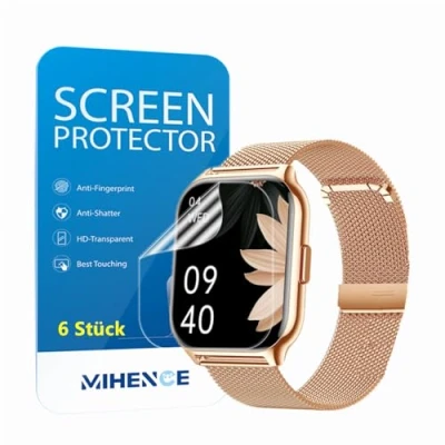 Immagine di MIHENCE Pellicola protettiva per smartwatch P95 da 2,0 pollici, in TPU HD, compatibile con ZOSKVEE / Narcid Popglory 2.0&quot; [6 pezzi]