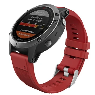 Immagine di MoKo Cinturino Compatibile con Garmin Fenix 7/6/6 Pro/5/5 Plus/Epix Gen 2/Forerunner 935/945/Instinct 2/MARQ, 22mm Quick Fit Braccialetto di Ricambio in Morbido Silicone, Rosso Scuro