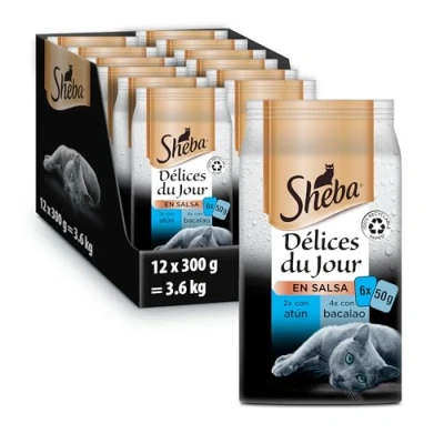 Immagine di Sheba cibo umido per gatti con tonno, merluzzo, pesce bianco in salsa 6x50g