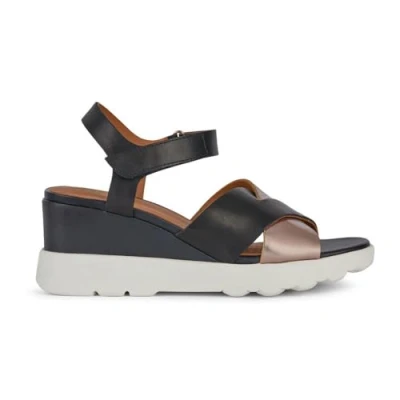 Immagine di Geox D Spherica Ec6 C, Sandali con Zeppa Donna, Pelle Nera, 37 EU