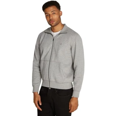 Immagine di Tommy Hilfiger Essential Stand Collar Felpa con zip, Uomo, Taglia: Large, Medium grey heather