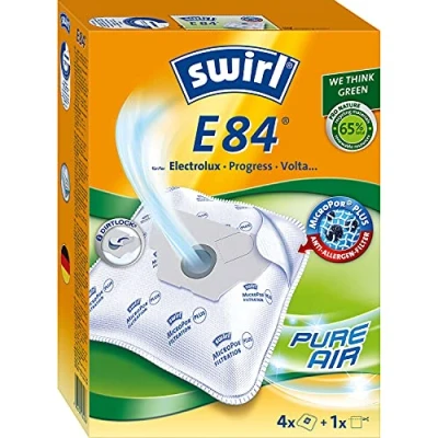 Immagine di Swirl E 84 AirSpace sacchetti per aspirapolvere Electrolux altamente assorbenti, piastra di montaggio, 4 + 1 filtro