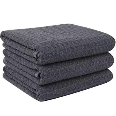 Immagine di VIVOTE Asciugamani da Cucina in Microfibra，Strofinacci a Nido d&#039;Ape，Panno Cucina,Canovacci Molto Assorbente e Facilmente Lavabile,Stracci Cucina,3 Pezzi, 40 cm x 56 cm(Grigio)