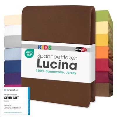Immagine di CelinaTex Lucina Baby Kids Lenzuolo Elasticizzato Lettino Letto per Bambini Cotone 2er Set 60x120 70x140 cm Marrone Cioccolato