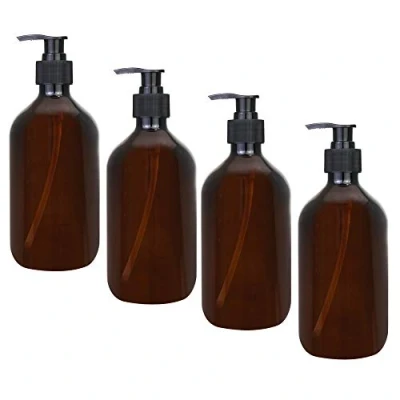 Immagine di CODIRATO 4 Pezzi Flaconi Dosatori in Plastica Dispenser per Sapone Bottiglie Vuote Lozione, Olio Essenziali, (500ML, Marrone)