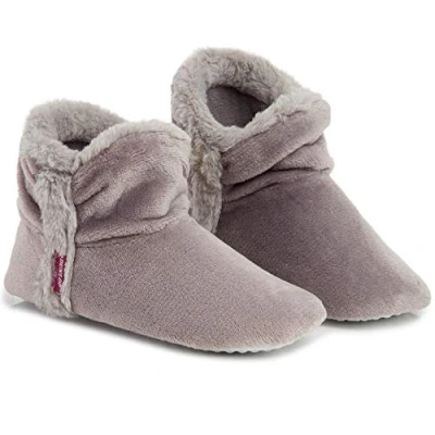 Immagine di DUNLOP Pantofole Donna Invernali Carine e Comode, a Stivaletto Imbottite Calde Memory Foam, Pantofola da Casa Invernale, Regalo di Natale, Compleanno (39 EU, Grigio Chiaro)