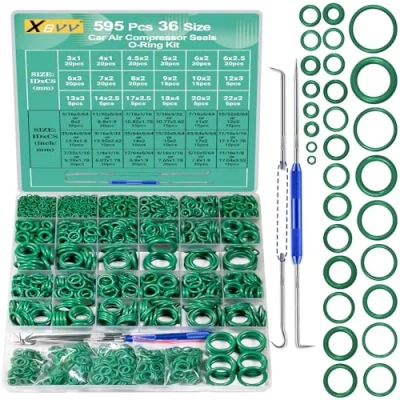 Immagine di XBVV 595 pezzi metrico e SAE aria condizionata O Ring kit per automotive A/C, compressore rubinetto professionale Plumbing Seal Riparazione con Pick