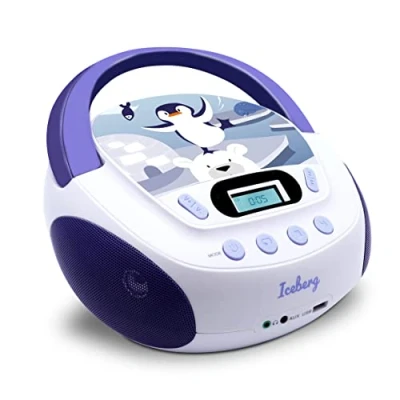 Immagine di Metronic Iceberg 477179 Children&#039;s MP3 CD Player with USB Port and Audio Input, Headphone Output White/Blue
