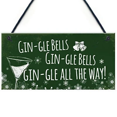 Immagine di RED OCEAN Targa da appendere divertente con scritta in inglese &quot;Gin Gin&quot; per Natale, amicizia, regalo di alcol
