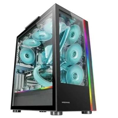 Immagine di Mars Gaming MC ULTRA, Torre Custom E ATX XXL, Doppia Striscia LED ARGB, Finestra Vetro Temperato, Struttura Camera Verticale, Nero