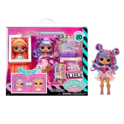Immagine di L.O.L. Surprise! Tweens Surprise Swap Serie Buns 2 Braids Bailey Bambola fashion con più di 20 sorprese, inclusa la testa per lo styling e favolosi abiti accessori Età 4+