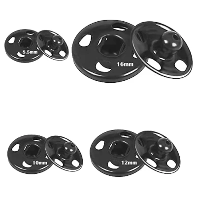 Immagine di Lahviuu Bottoni Automatici,140 Sets Acciaio Inossidabile a Pressione Chiusura Scatto Button Press,per Borsa Abiti Forniture Cucito Artigianato Fai da Te(8,5 mm, 10 12 16 mm) Nero